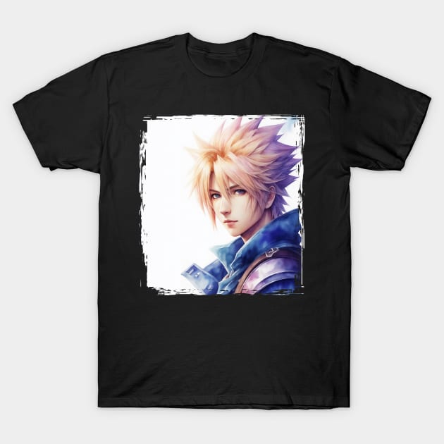 Watercolor of Cloud Strife from Final Fantasy VII T-Shirt by Tiago Augusto